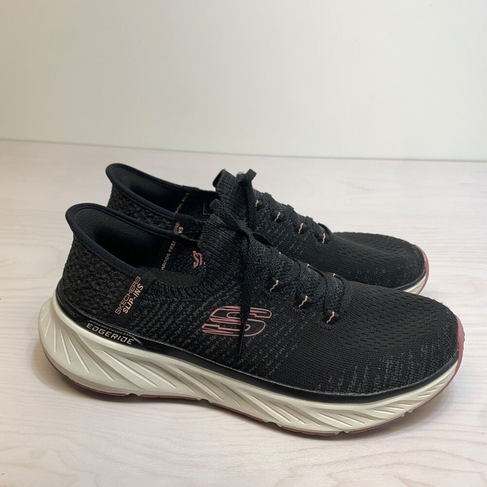 Skechers‎ Slip Ins Edgeride Impression Shoes Womens 9 Black Relaxed Fit 150470